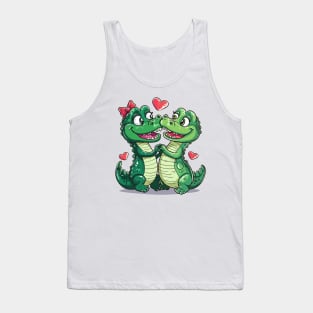 Valentine Cartoon Crocodile Couple Tank Top